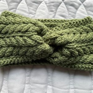 Hand Knitted Twisted Headband “The Thicket”.  Original design by Mirella Moments